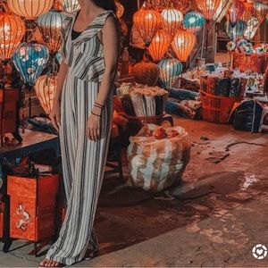 Fashion Nova black n white strip jumpsuit